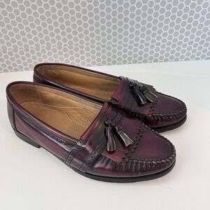 GH Bass & Co Weejuns Niles Men 9 1/2D Leather Tassel Burgundy Loafer Dress Shoe